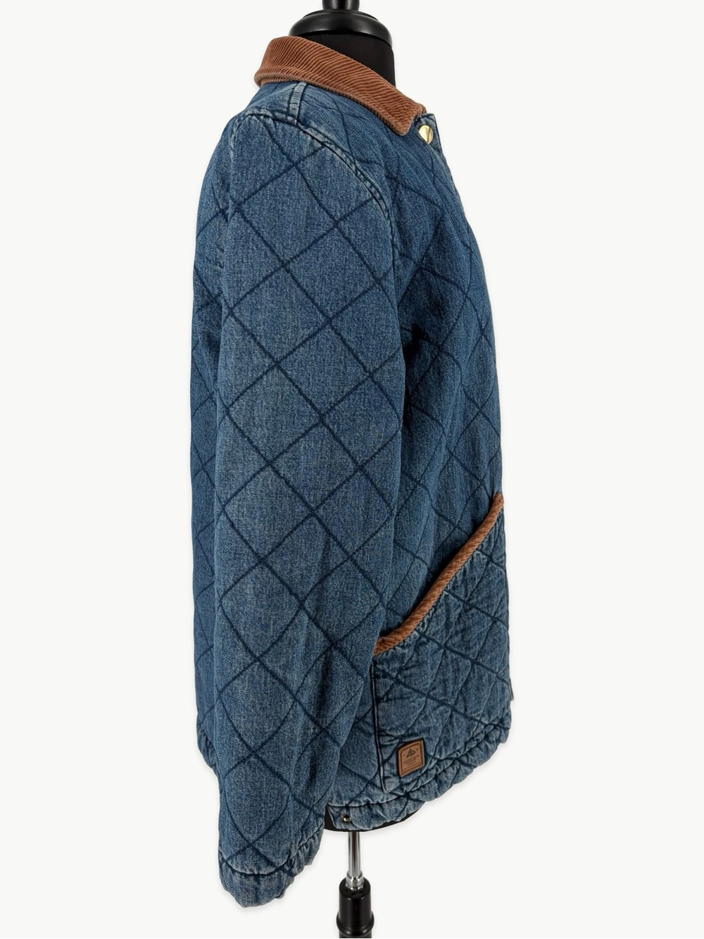 Vintage LRL Ralph Lauren Quilted Denim Chore Barn Jacket Size Small 90s Corduroy - Picture 8 of 16